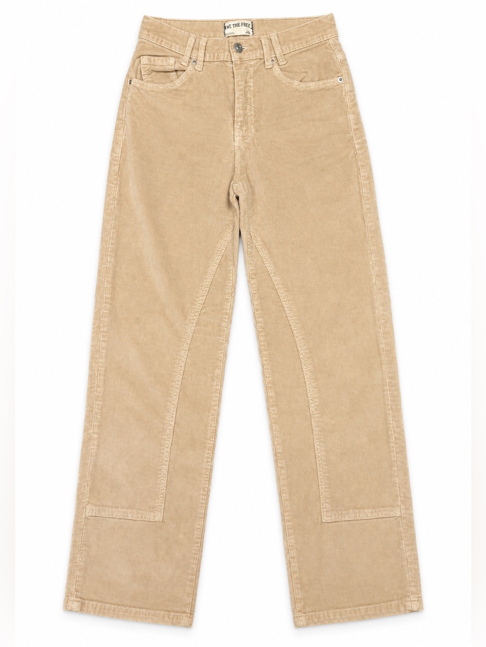 Free People We The Free Risk Taker High Rise Corduroy Straight Leg Pants Tan 26